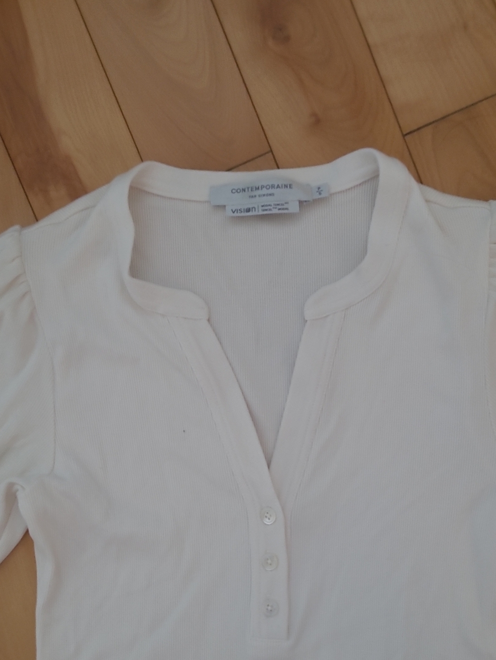 Cream Henley Button-Front Top